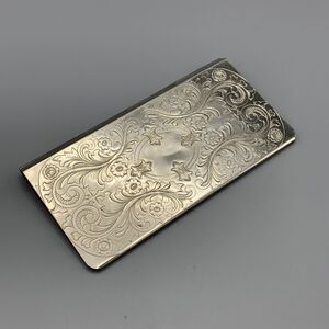 Vtg Hansaware Germany Checkbook Nickel Plated Steel Classic Florentine Design